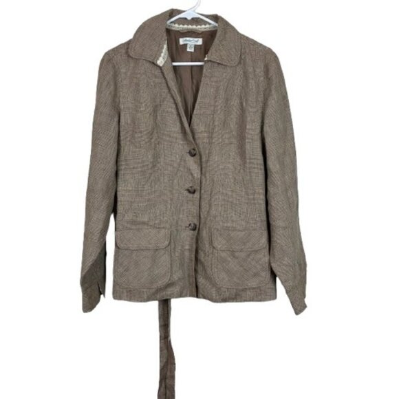 Y2K Coldwater Creek 100% Linen Blazer Jacket Size Medium  Coastal Grandma - Picture 1 of 9